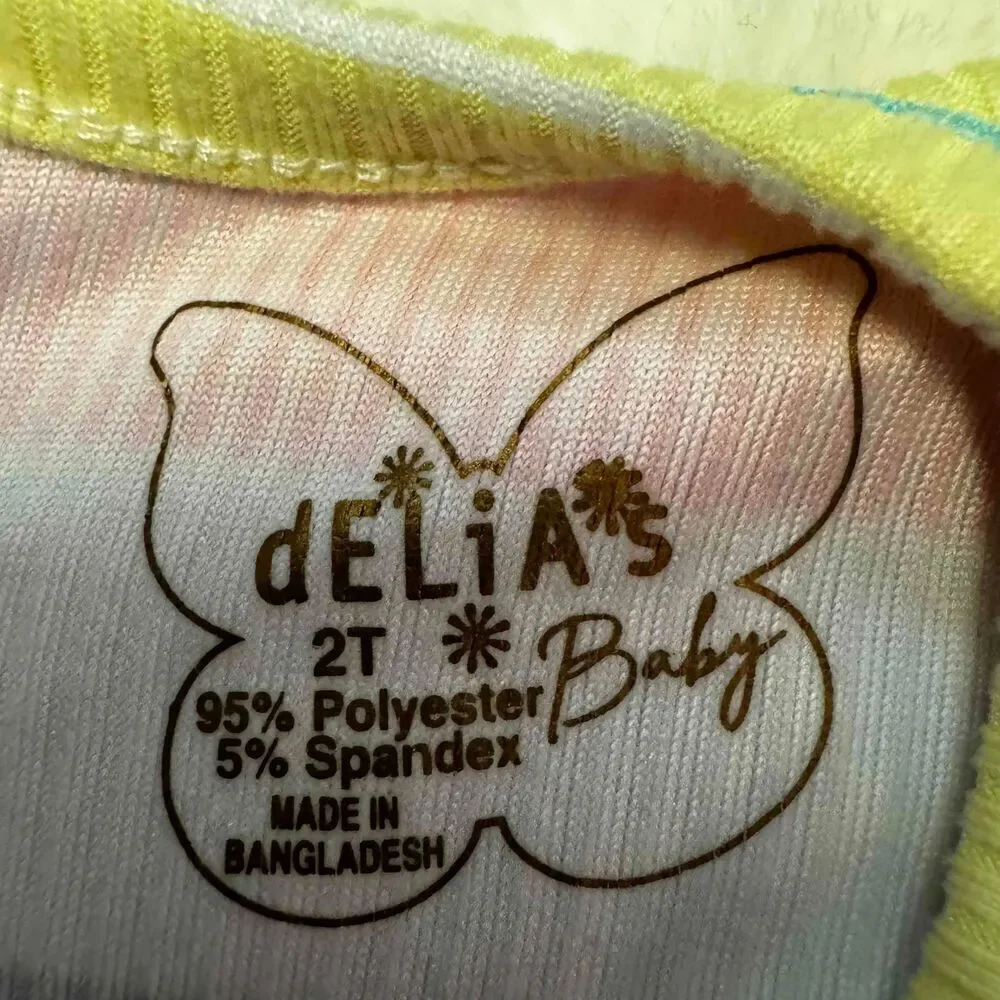 DELIAS Baby Girls Striped Romper Sleeveless Denim Vest Set Multicolor 2T NWT